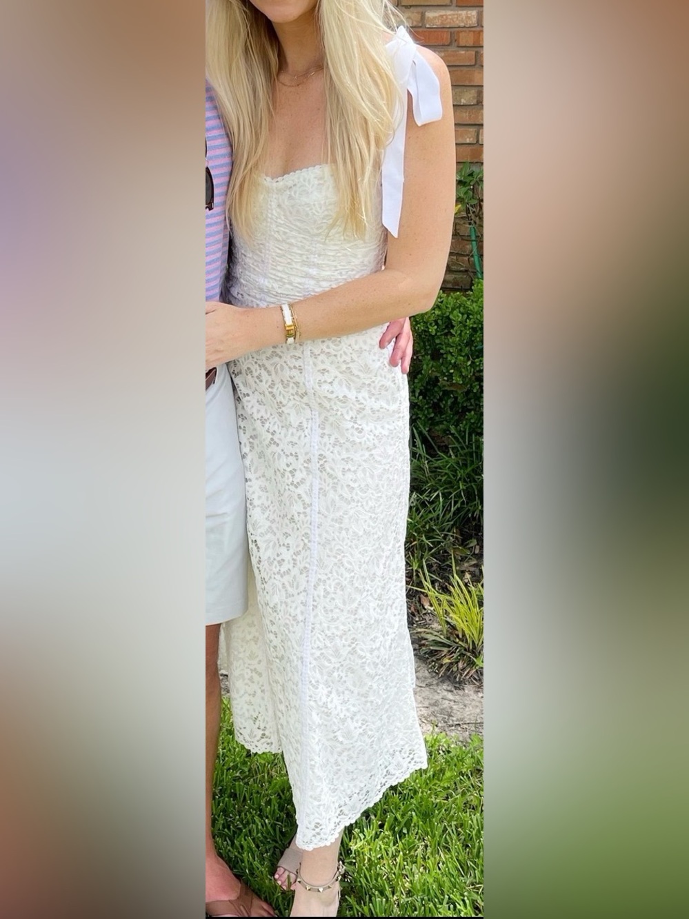Jonathan Simkhai White Lace Tie-Shoulder Maxi Dress